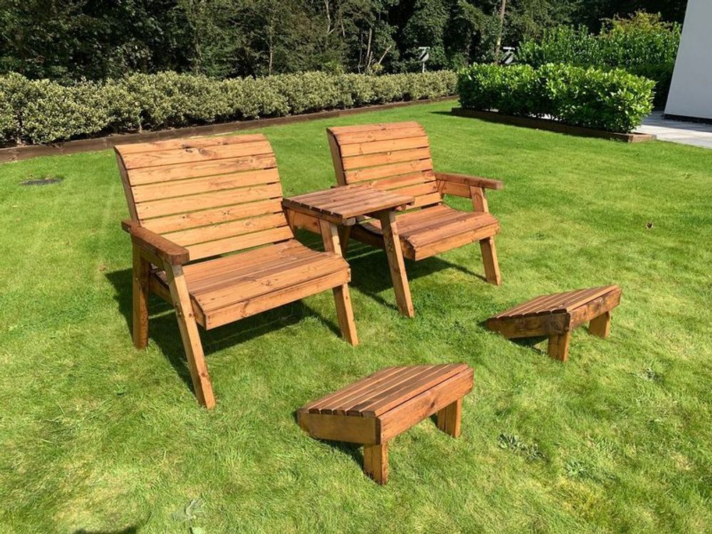 Premium British-Made Grand Twin Set w/ Footstools - High Quality & Sustainable Wood