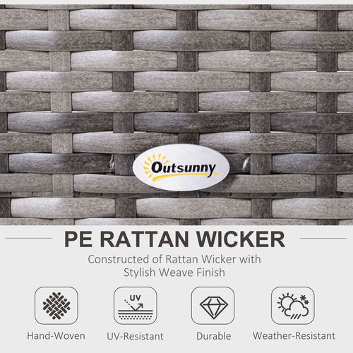 4-Seater Half Moon Shaped Rattan Outdoor Garden Furniture Set Grey