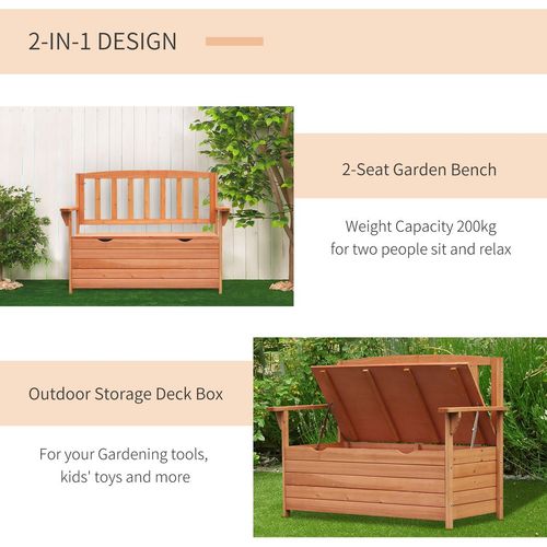 Outdoor Garden Storage Bench Patio Box All Weather Fir Wood 112 x 84 cm