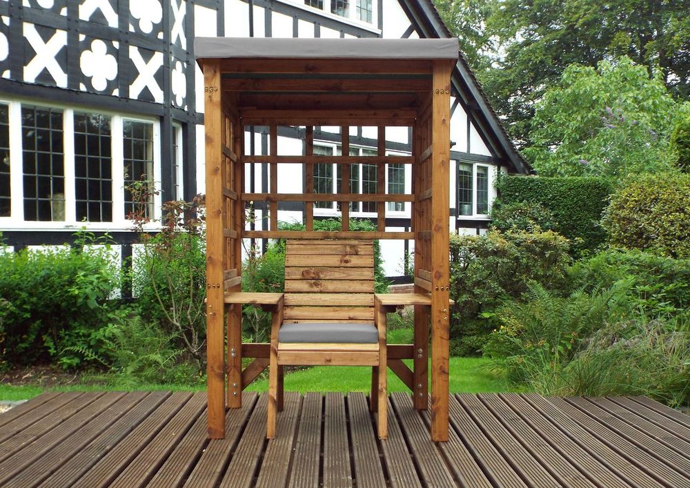 Premium Wentworth Single Arbour - Green, FSC Wood, Roof Cover, Side Tables - Made in Britain (80 characters)