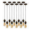 10 Pack Industrial Brushed Copper Pendant Light, Lampshade Addable E27 Lamp Holder Light
