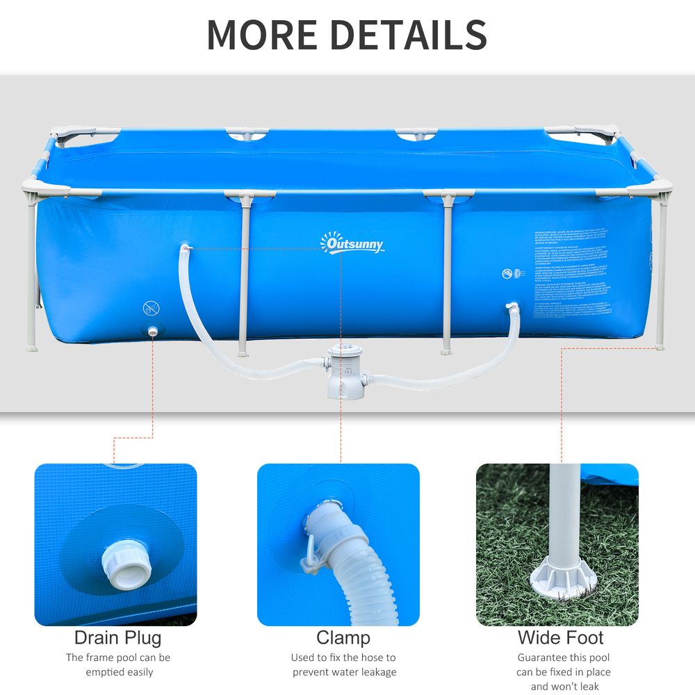 Steel Frame Pool & Filter Pump & Cartridge Rust Resistant 252 x 152 x 65cm Blue