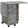 HOMCOM Folding Dining Table, Drop Leaf Table With Storage Drawers Grey Marble
