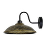 Vintage Brushed Brass Wall Light Fixture | Black Wall Sconce E27 Socket | Swan Neck Hemisphere Shade | Dimmable