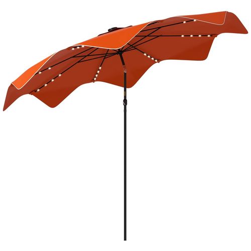 Outsunny Garden Parasol Umbrella with LED Lights and Tilt, Table Umbrella