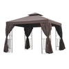 Outsunny 3x3m Gazebo with Side Panel - Brown