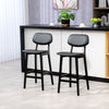 HOMCOM Breakfast Bar stools Set of 2 with PU Leather Cover, Wood Legs, Brown