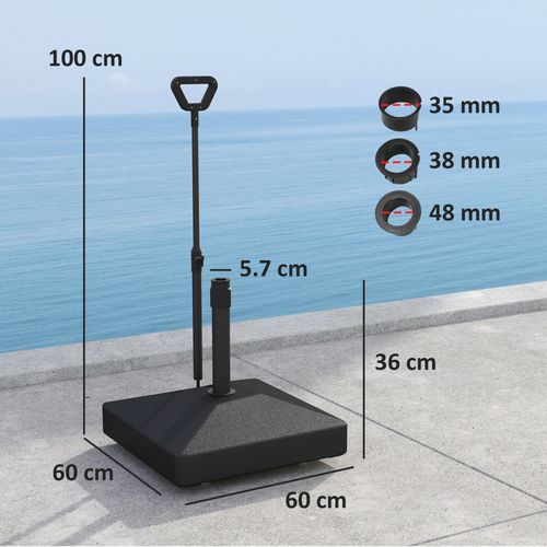 Outsunny Garden Parasol Base Parasol Stand, Sand/Water Filled, Black