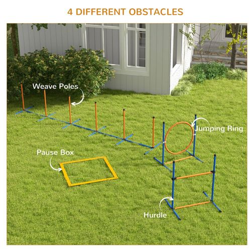 PawHut 4 Pcs Dog Agility Training Equipment, Dog Outdoor Games w/ Carry Bag