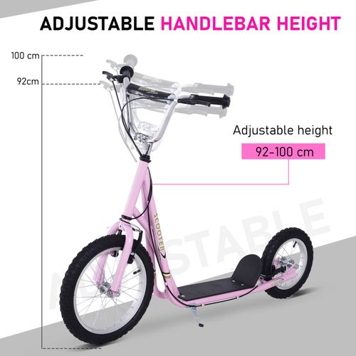 Teen Scooter Adjustable Height Dual Brakes Rubber Wheels Kickstand HOMCOM