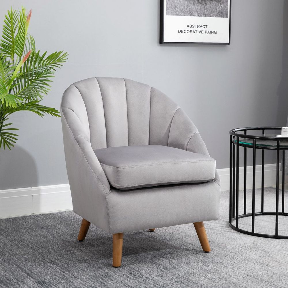 Velvet Fabric Single Sofa Dining Chair - Solid Wood Leg - Upholstered - High Quality