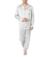 SILK PJS LONG SET MENS MEDIUM SILVER Pyjamas