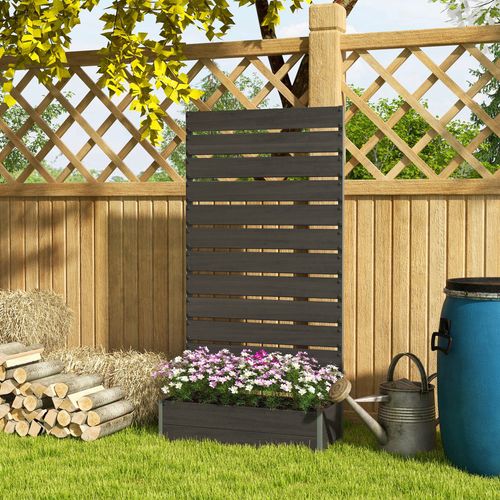 Outsunny Raised Garden Bed with Trellis Standing Patio Planter Box Black