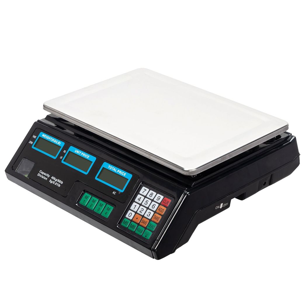 ACS-30 40kg/5g Digital Price Computing Scale for Vegetable UK Plug Silver & Black