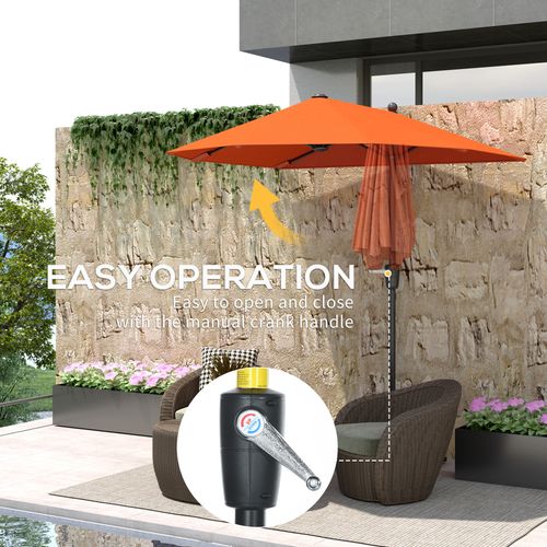 Outsunny 2m Half Garden Parasol Market Umbrella w/ Crank Handle, Orange