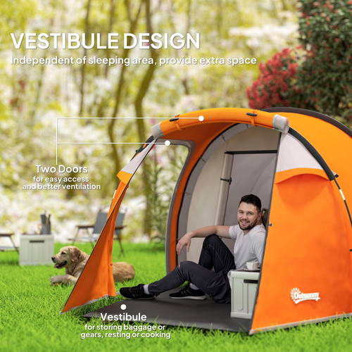 Outsunny 3 Man 2-Room Tent Camping Tent With Living Area Air Vents