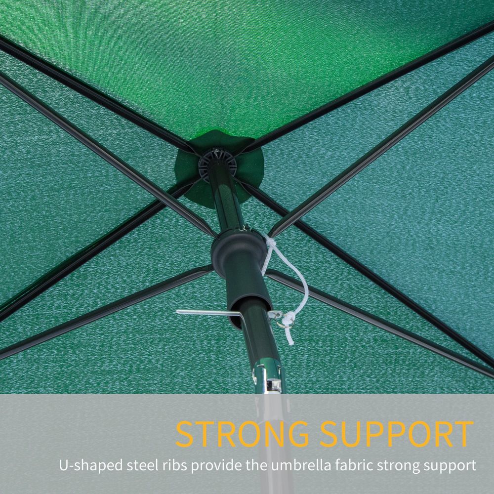 Premium Aluminium Sun Parasol - Strong, Adjustable, 2x1.25m Rectangular - Great for Gardens and Patios
