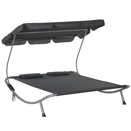 Double Hammock Swing Garden Outdoor Frame Sun Lounger Bed Beds Canopy w/ Pillows