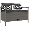 Outsunny 160L Rattan Garden Storage Bench, Cushioned Outdoor Bench, Grey
