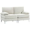 HOMCOM 2 Seater Sofa Modern Loveseat with Metal Legs Spring Cushion Cream White