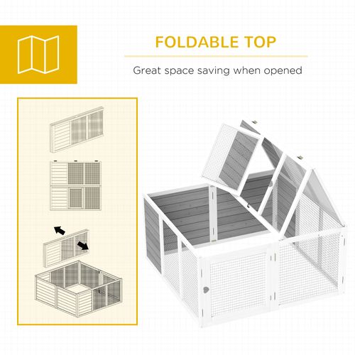 PawHut Rabbit Hutch Small Animal Guinea Pig House with Openable Roof Grey