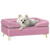 PawHut Dog Sofa Pet Couch w/ Removable Backrest Cushion Washable Cover - Pink
