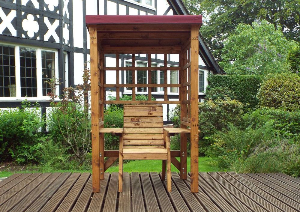 Premium Wentworth Single Arbour - Green, FSC Wood, Roof Cover, Side Tables - Made in Britain (80 characters)
