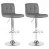 Set of Two Neo Grey Faux Leather Bar Stools with Polished Chrome Legs
