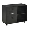 HOMCOM Freestanding Printer Stand Unit Office Desk Side Mobile Storage w/Wheels 3 Drawers, 2 Open Shelves Modern Style 80L x 40W x 65H cm - Black