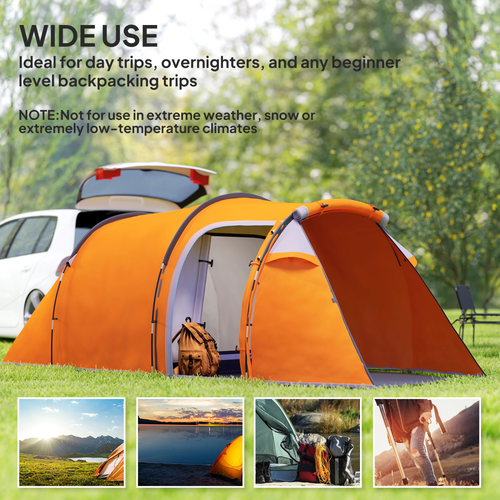 Outsunny 3 Man 2-Room Tent Camping Tent With Living Area Air Vents