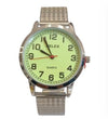Pelex Mens Big number Silver Case Night Glow Dial Silver Bracelet Strap Quartz Watch