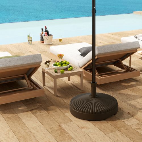 Outsunny Garden Parasol Base, 28kg Sand Filled, 23kg Water Filled, Brown