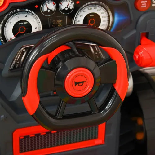HOMCOM Kids Truck Engine Toy Set, Toddler Educational Car Service Station Playset, Take Apart Workshop, w/RC Car Key, Steering wheel, Horn, Light, for 3-5 Years Old Red