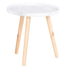 Elegant Floral Etched Pine Wood Side Table- White