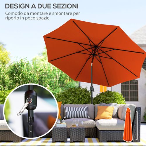 Outsunny 3(m) Garden Umbrella Outdoor Sunshade Canopy w/ Tilt & Crank Orange