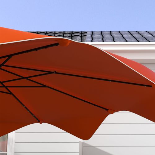 Outsunny Garden Parasol Umbrella with LED Lights and Tilt, Table Umbrella