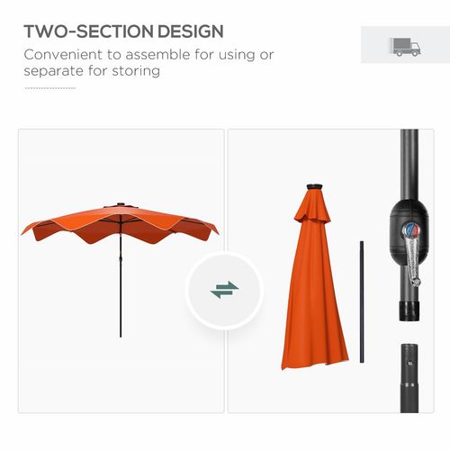 Outsunny Garden Parasol Umbrella with LED Lights and Tilt, Table Umbrella