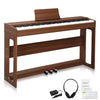 Glarry GDP-104 88 Keys Full Weighted Keyboards Digital Piano with Furniture Stand, Power Adapter, Triple Pedals, Headphone, for All Experience Levels Black Walnut