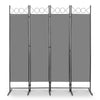 5.74FT 4-Fold Top With Shape 130g Polyester Cloth Plastic Feet Carbon Steel Frame Foldable Screen Gray