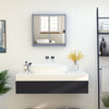 HOMCOM Bathroom Mirror Cabinet Wall Mounted Storage Shelf Bathroom Cupboard Double Door, Grey
