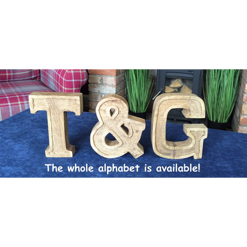Hand Carved Wooden Embossed Letter I