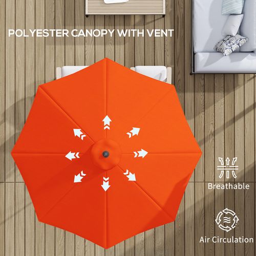 Outsunny 3(m) Garden Umbrella Outdoor Sunshade Canopy w/ Tilt & Crank Orange