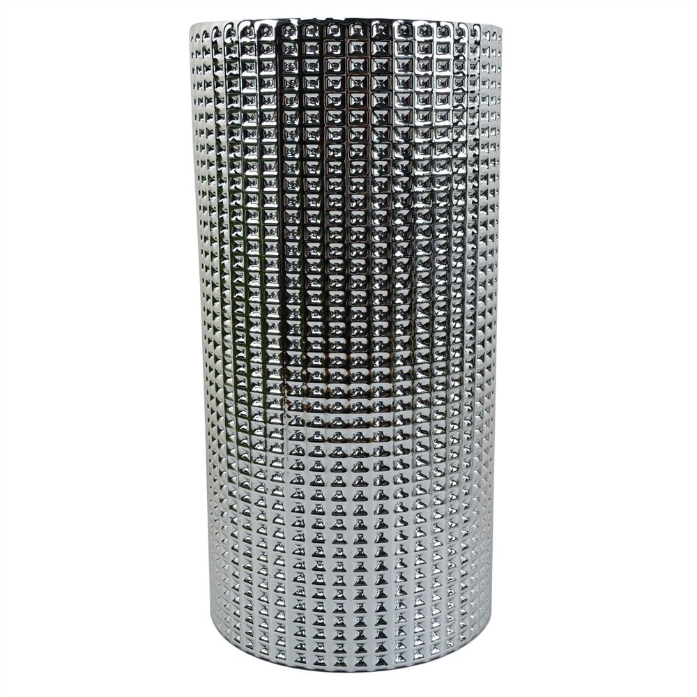 70cm Red Lily Display Silver Glass Vase - Artificial Flowers Arrangement with Fern and Green Berry Spray