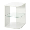 HOMCOM Modern Side Table Three Layer Bedside Table Nightstand with 2 Storage Shelves, for Living room, Bedroom, White