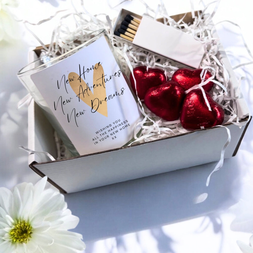 Gold Heart New Home Candle Gift Set | Housewarming Gift Box | New Home Couples Present | New Home Candle | First Home Gift UK