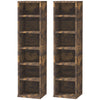 HOMCOM Set of 2 CD Media Display Shelf Unit Tower Rack Adjustable, Rustic Brown