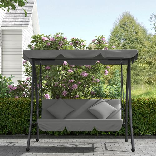 Outsunny 2-in-1 Swing Chair 3 Seater Hammock Cushion Bed Tilt Canopy