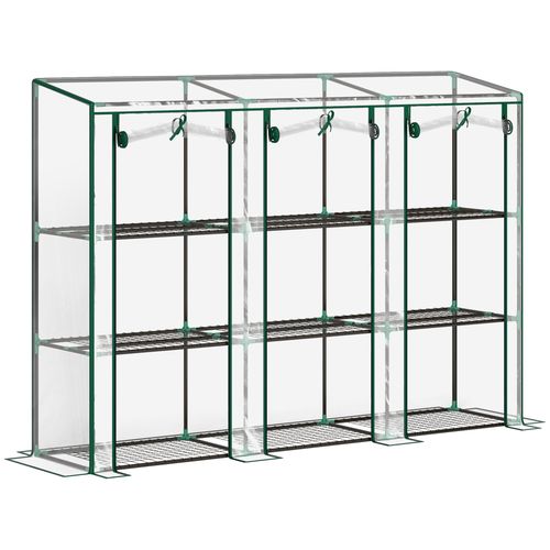 Outsunny 3 Tier Lean-to Mini Greenhouse with Plastic Cover, Clear