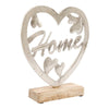 Silver Heart on Wood Base: 17cm - High Quality Home Decor