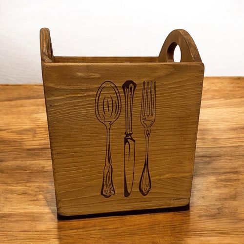 18CM WOODEN CUTLERY BOX 4 COMPARTMENTS